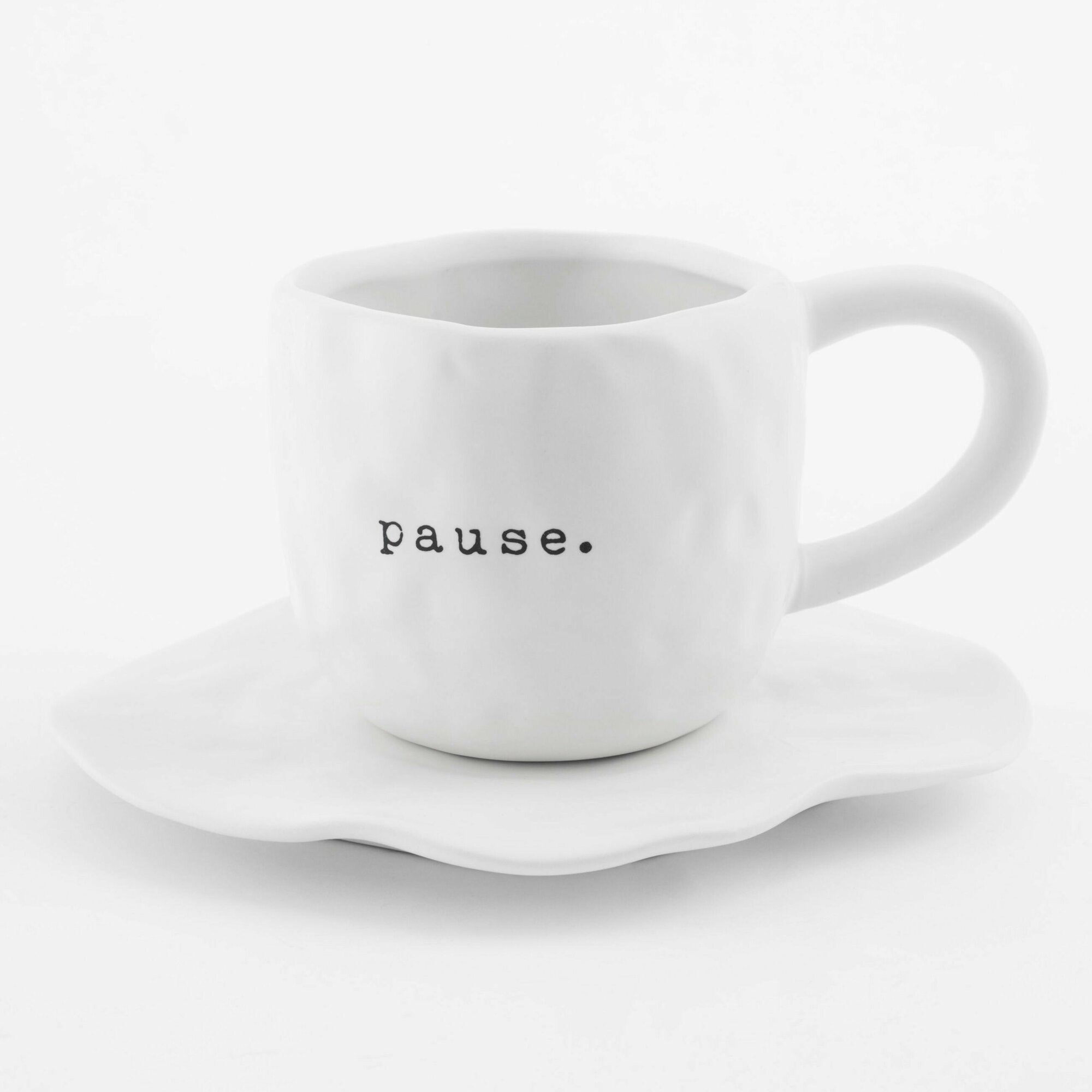 Пара чайная, Kuchenland, 1 перс, 2 пр, 420 мл, керамика, белая, Pause, Crumple font