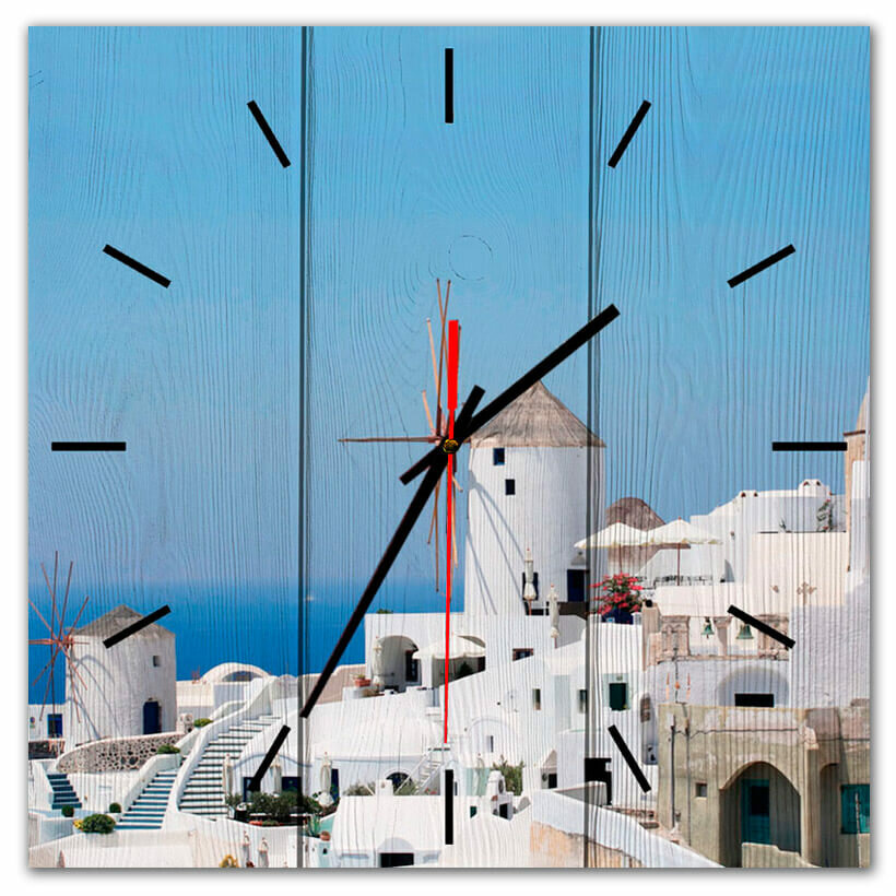 Настенные часы Мельница Санторини, 30х30 см