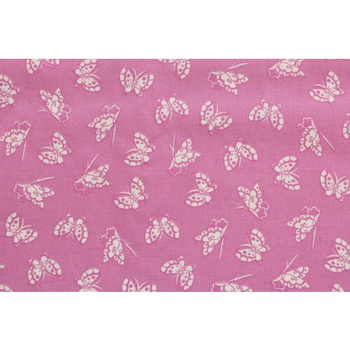 фото Ткань поплин-вискоза мелкие белые бабочки на бледно-розовом, ш150см, 0,5 м без бренда
