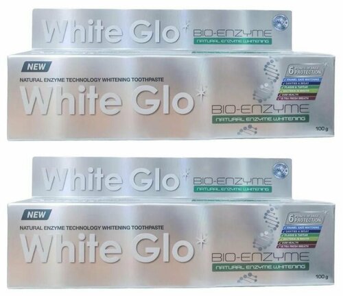 White Glo Зубная паста Биоэнзим, отбеливающая, 100 мл, 2 шт