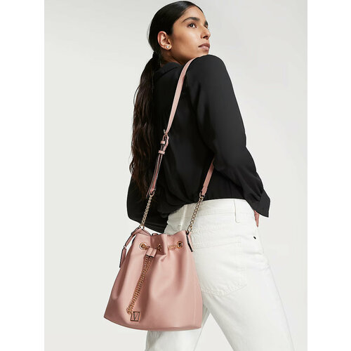 фото Сумка ведро victoria's secret bucket crossbody bag, фактура гладкая, розовый