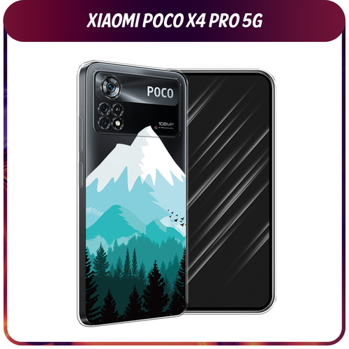Силиконовый чехол на Xiaomi Poco X4 Pro 5G / Поко X4 Про 5G Синяя снежная гора, прозрачный силиконовый чехол на xiaomi poco x4 pro 5g поко x4 про 5g мона лиза