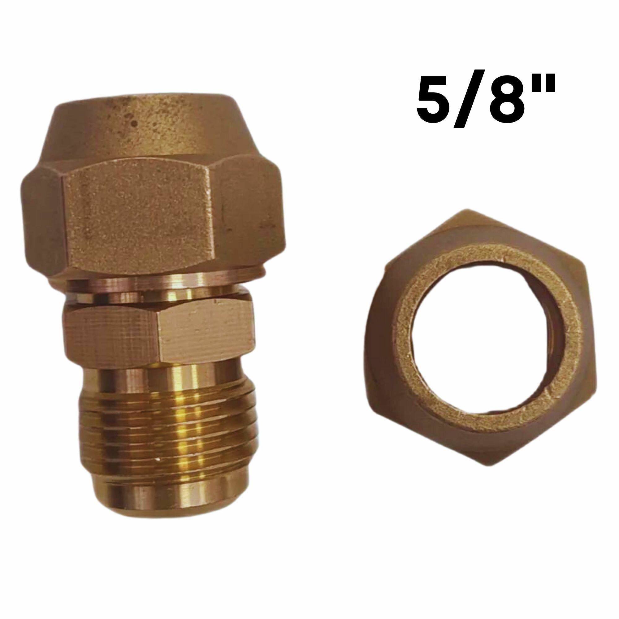 фото Комплект для соединения медной трубы 5/8" / штуцер + 2 гайки