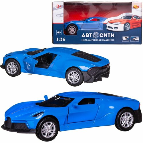 Машинка металл Abtoys АвтоСити 1:36 Спортивная инерция, двери откр, синяя свет/звук C-00522/синяя
