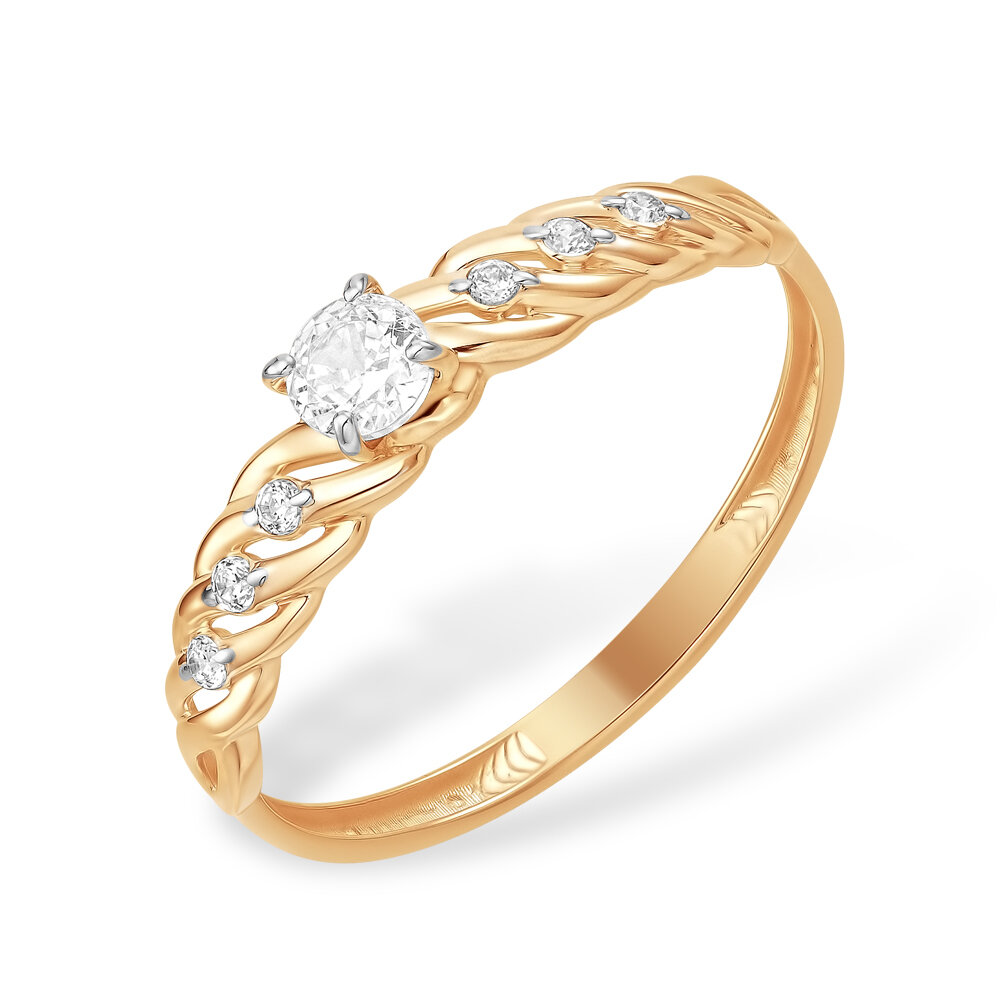 Кольцо, красное золото, 585 проба, фианит