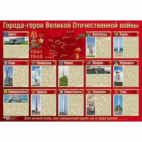 ПЛ-13170 Плакат А2. Города-герои Великой Отечественной войны, 4630076993614