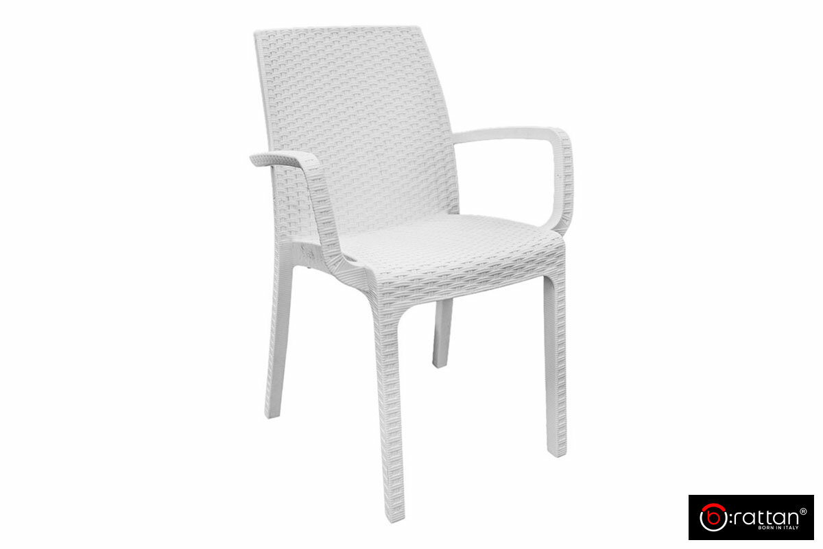 фото Bica, Италия Стул B: rattan INDIANA с подлокотниками, белый