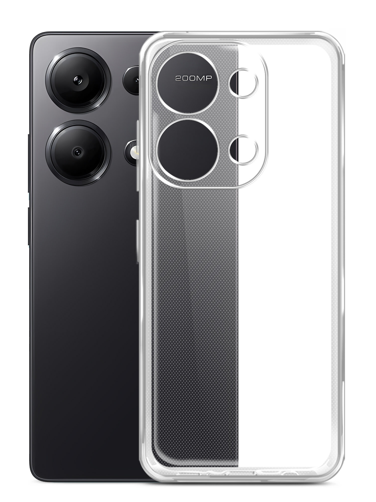 Чехол на Xiaomi Redmi Note 13 Pro 4G (Ксиоми Редми Ноте 13 Про 4г), прозрачный силиконовый с защитой (бортиком) вокруг камер, Brozo