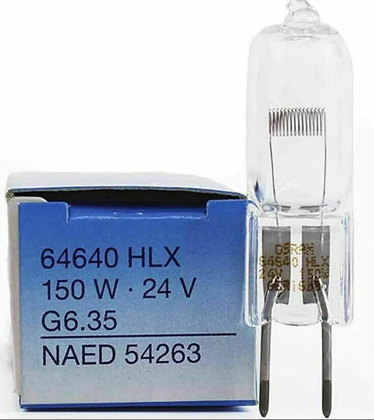 фото Лампа Галогенная Капсула 150Вт 24В G6.35 6000Лм 6000К Теплый белый 6464024V150WG6.35 d11,5x50mm 50h - лампа OSRAM , уп. 1шт