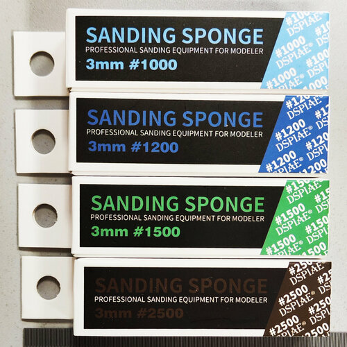 Шлифовальная губка 3 мм, зернистость с 1000 по 2500 грит, 4х5 шт, Dspiae (Китай)