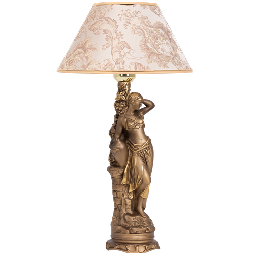 Настольная лампа Bogacho Девушка с кувшином бронзовая с кремовым абажуром