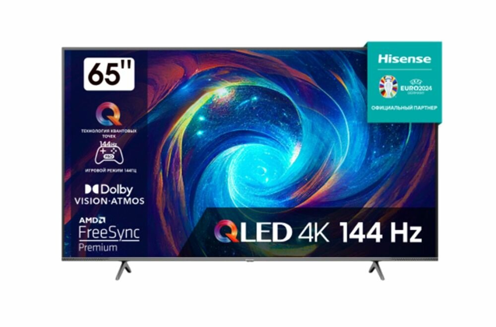 65" Телевизор HISENSE 65E7KQ PRO, QLED Smart TV, DLED, 3840×2160, 120Гц / 144Гц (VRR), серый