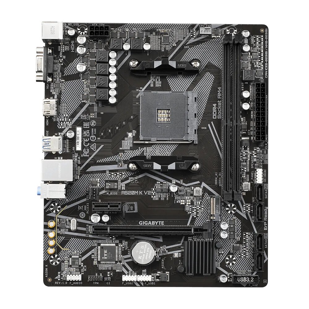 Материнская плата GIGABYTE A520M K V2, SocketAM4, AMD A520, mATX — фото 1