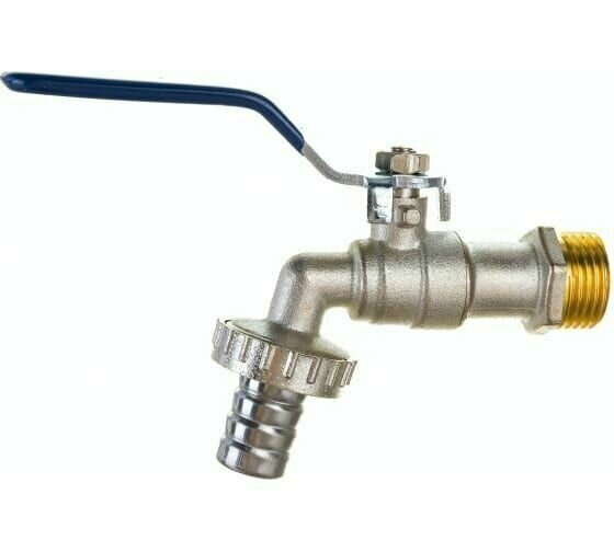 фото Кран водоразборный металл. с носиком никель 15 (1/2")