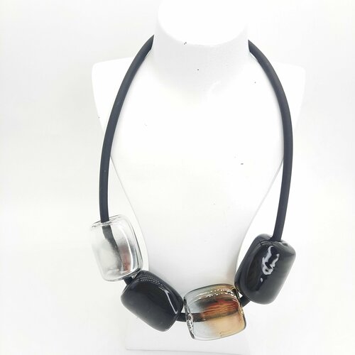 Колье PJ Murano, стекло, муранское стекло, черный