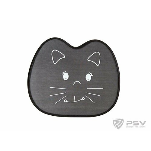 Экранышторки солнцезащитные на боковые стекла черные на присосках 4436 с рисунком Котик 2шт 350₽