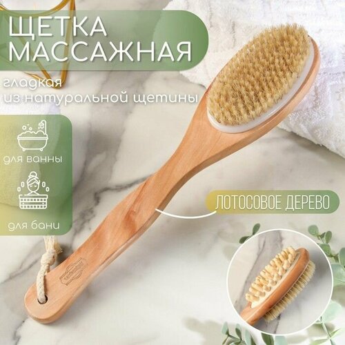 Щётка массажная банная из натуральной щетины с ручкой гладкая 1010₽