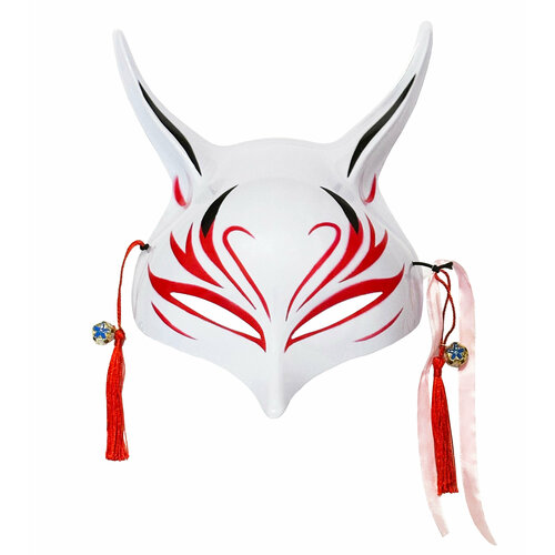 мужская футболка аниме кицунэ маска anime kitsune mask 2xl черный Маска карнавальная Ёкай / Маска японской лисы Кицунэ / Маска ёкая Kitsune (DU)