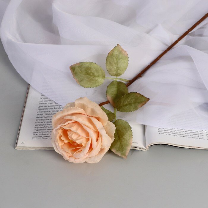 Poetry in flowers Цветы искусственные "Роза шёлк" d-10 см 45 см, кремовый