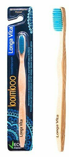 Набор из 3 штук Зубная щетка Longa Vita Flosser бамбуковая для взрослых, средней жесткости