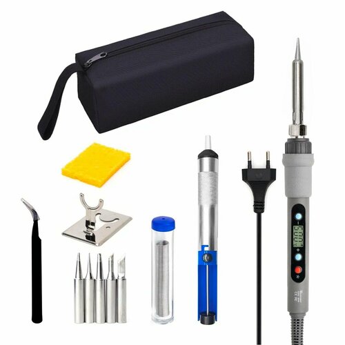 Паяльник 80 Вт с регулировкой температуры и ЖК-дисплеем Керамический нагреватель 11 предметов 130000₽