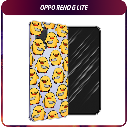 Силиконовый чехол на Oppo Reno 6 Lite / Оппо Рено 6 Лайт Утка с ножом, прозрачный силиконовый чехол на oppo reno 6 lite оппо рено 6 лайт розовые пионы