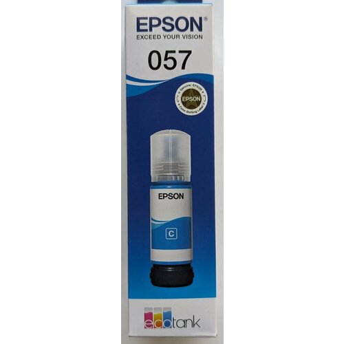 Контейнер с чернилами Epson №057 оригинальный, цвет голубой, 70 мл, для L8050, L18050 108 контейнер с черными чернилами epson подходят для epson ecotank l8050 epson l18050 70 мл