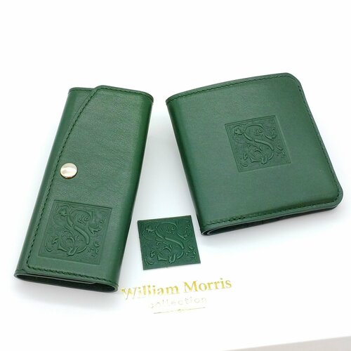 Кошелек William Morris, фактура глянцевая, зеленый