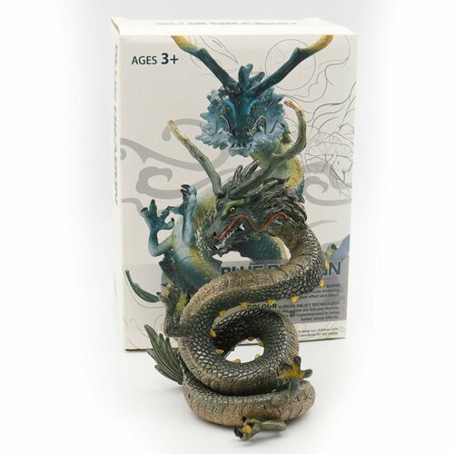 Фигурка животного Zateyo Фэнтези Дракон зелёный, игрушка для детей коллекционная, декоративная в подарочной коробке12.5х9х18 см