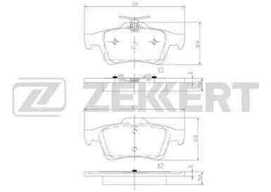 Задние тормозные колодки Zekkert BS1600