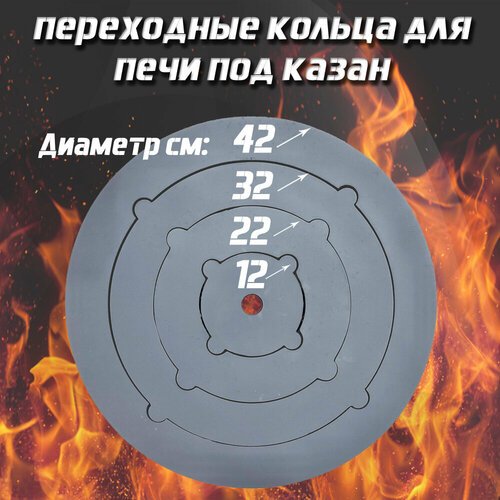 Переходные кольца для печи под казан и любую посуду, диаметр 420 мм, 4 сегмента, сталь 5 мм