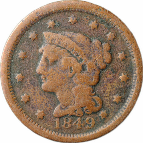 Монета 1 цент 1849 Liberty Head Cent США монета 1 цент 1846 liberty head cent сша