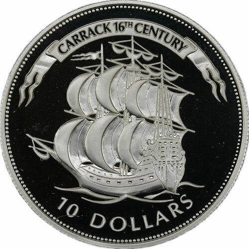 Монета 10 долларов 1995 Корабли Каракка 16-го века Белиз клуб нумизмат монета 10 тала самоа 1995 года серебро елизавета ii