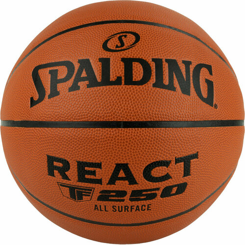 Мяч баск. SPALDING TF-250 React 76-801Z, р.7, композит. кожа (ПУ), коричн-черн.