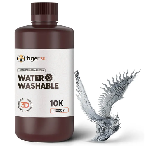 Фотополимерная смола Tiger 3D Water Washable Resin 10K, серая (1 кг) фотополимерная смола esun water washable 0 5 кг телесный