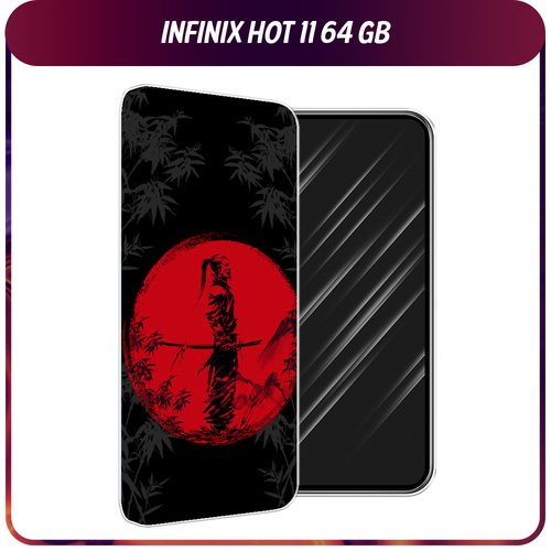 Силиконовый чехол на Infinix HOT 11 Helio G70 64 GB / Инфиникс Хот 11 Helio G70 64 GB Самурай на красном фоне силиконовый чехол на infinix hot 11 helio g70 64 gb инфиникс хот 11 helio g70 64 gb попа авокадо прозрачный