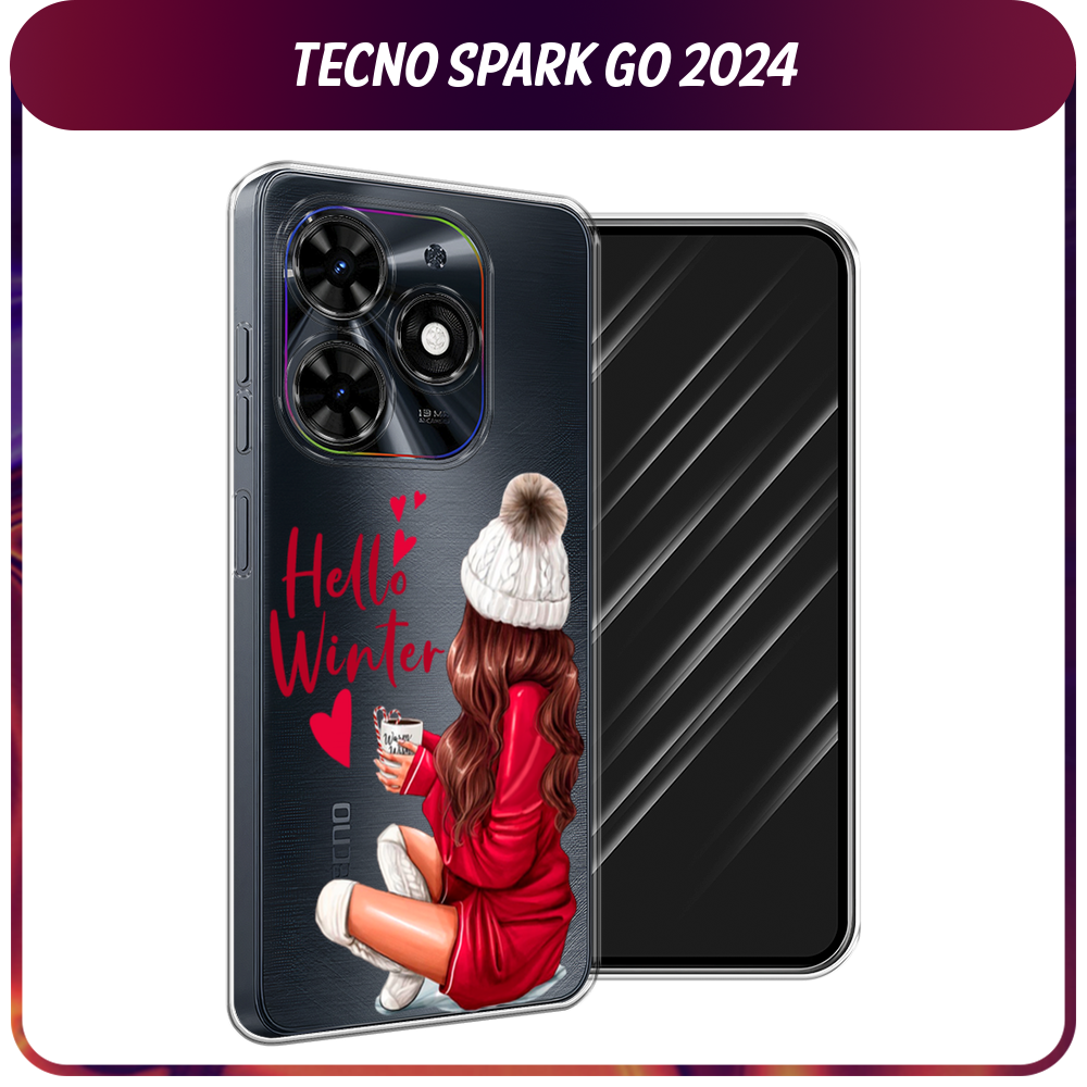 Силиконовый чехол на Tecno Spark Go 2024/Spark 20C / Текно Спарк Го 2024/Спарк 20C "Hello winter", прозрачный