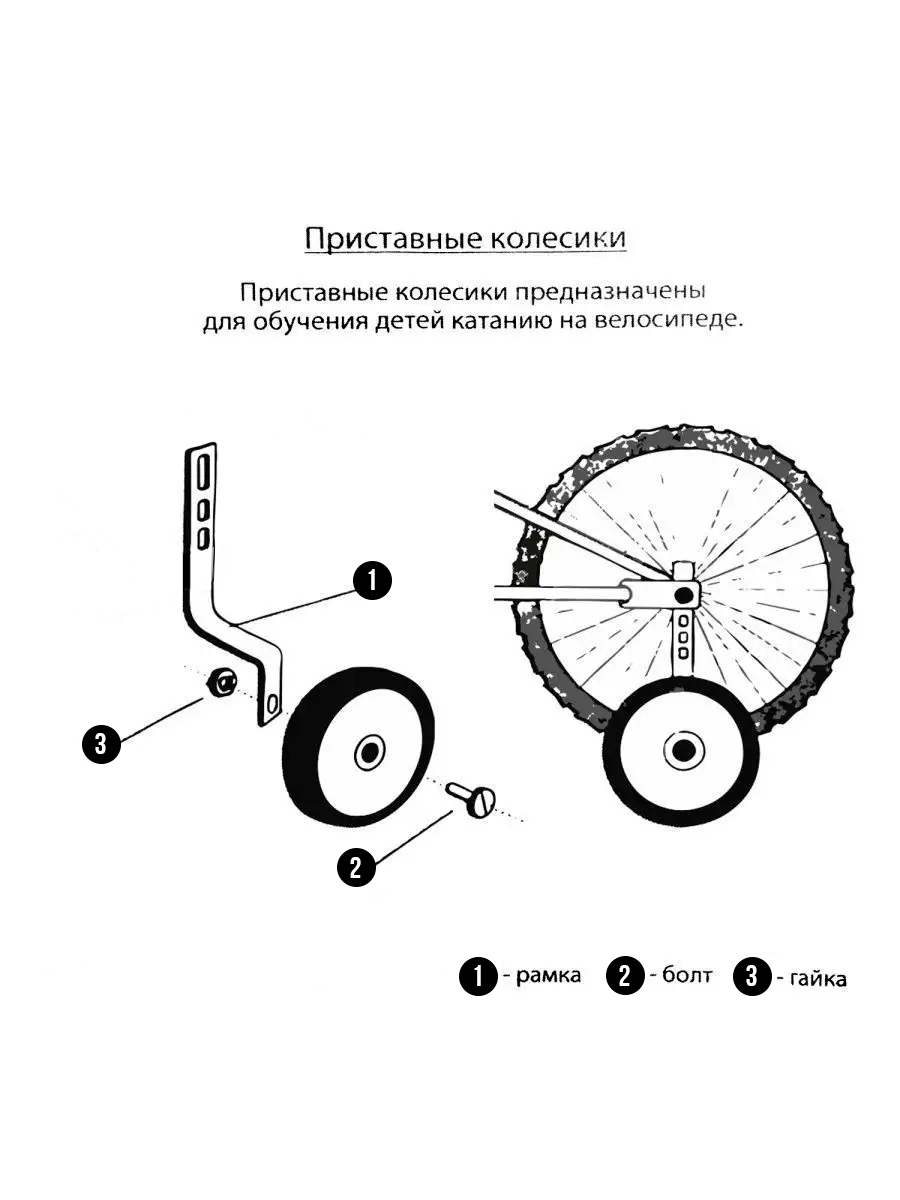 Боковые колеса для детских велосипедов 12"-20" HRS 12-20 black