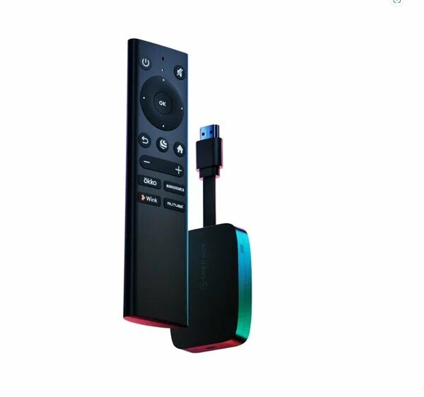 Медиаплеер SberBox ТВ-приставка цифровая телевизионная Smart с открытой платформой (100+ бесплатных каналов и 12 промоподписок) SBDV-00004C