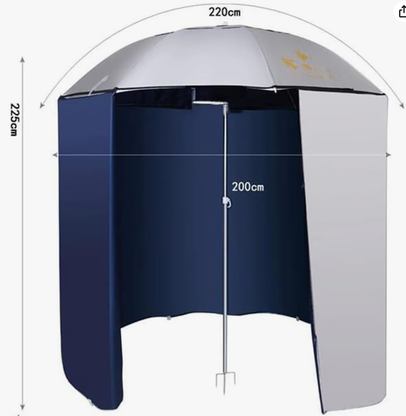 Карповый зонт с тентом / Пляжный зонт с защитой от дождя и солнца / Светоотражающий зонт для рыбалки и отдыха / D=220 см - фотография № 4