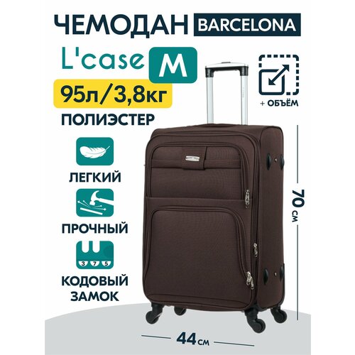 фото Чемодан l'case barcelona, 92 л, размер m+, кофейный