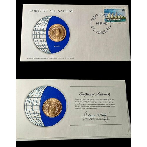 2 цента (cents) 1965 Восточные Карибы / Гренада 1 цент 1965 карибы unc