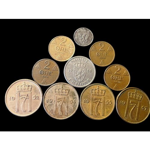 Норвегия комплект монет 1920 - 1957 г. Король Хокон VII (1906 - 1957) норвегия комплект монет трискель норвежский крест король хокон vii 1906 1957