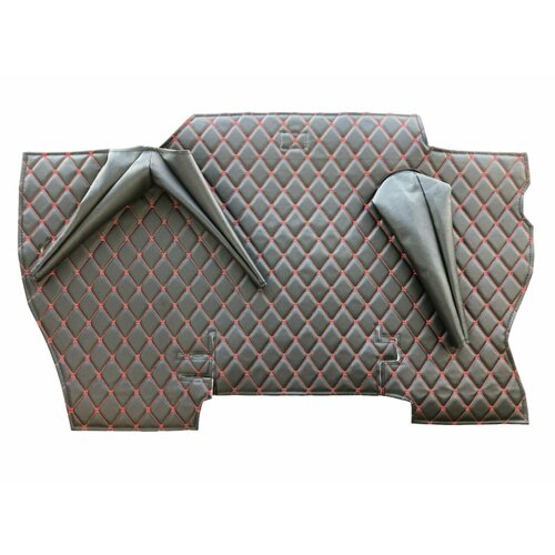 Коврик КПП УАЗ 452 Буханка 3 рычага декоративный черный ромб красная нить 1900₽