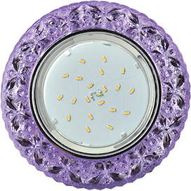 фото Ecola GX53-H4 LD7040 светильник круг искристый с подсветкой "Бабочки" Сиреневый/Хром 35x125 FV53CBEFB 4630017711413