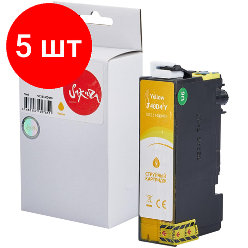 Комплект 5 штук, Картридж струйный Sakura C13T40D440 (T40D4 Y) жел. для Epson SC-T3100/5100 картридж струйный sakura c13t40d340 t40d3 m пур для epson sc t3100 5100