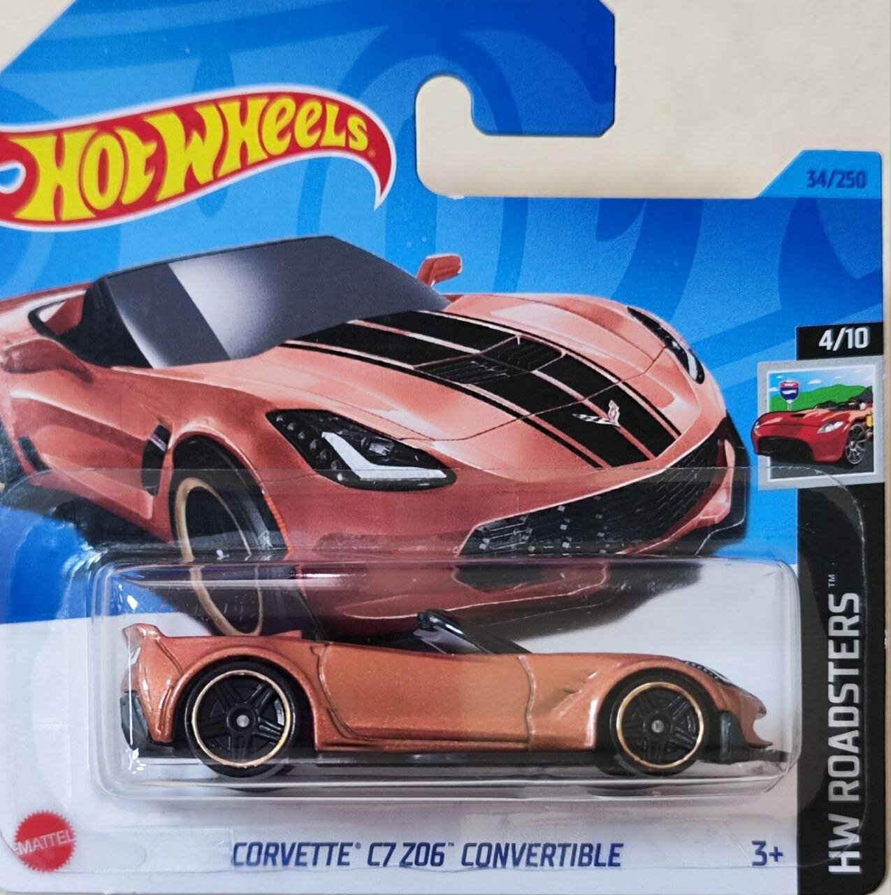 Hot Wheels Машинка базовой коллекции CORVETTE C7 Z06 CONVERTIBLE коричневая 5785/HKK10