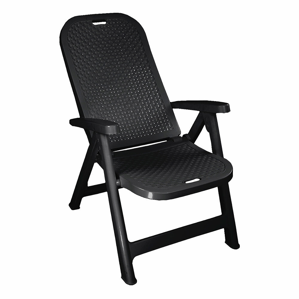 фото Кресло-шезлонг складное пластиковое Adrianoplast Discover графит 800х600х180 мм (Р6052ГР)