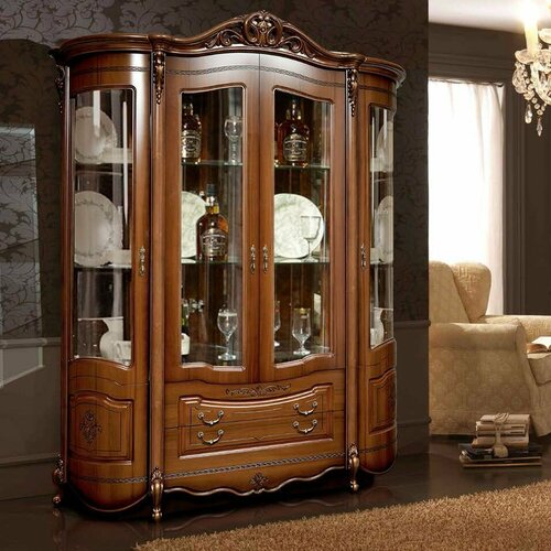 Шкаф-витрина 4-дверный Слониммебель Аллегро 1 орех