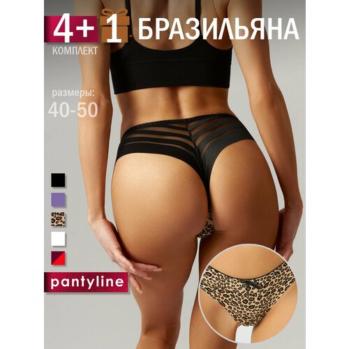 фото Трусы zeed, 5 шт., размер 46, фиолетовый, белый, бордовый, черный